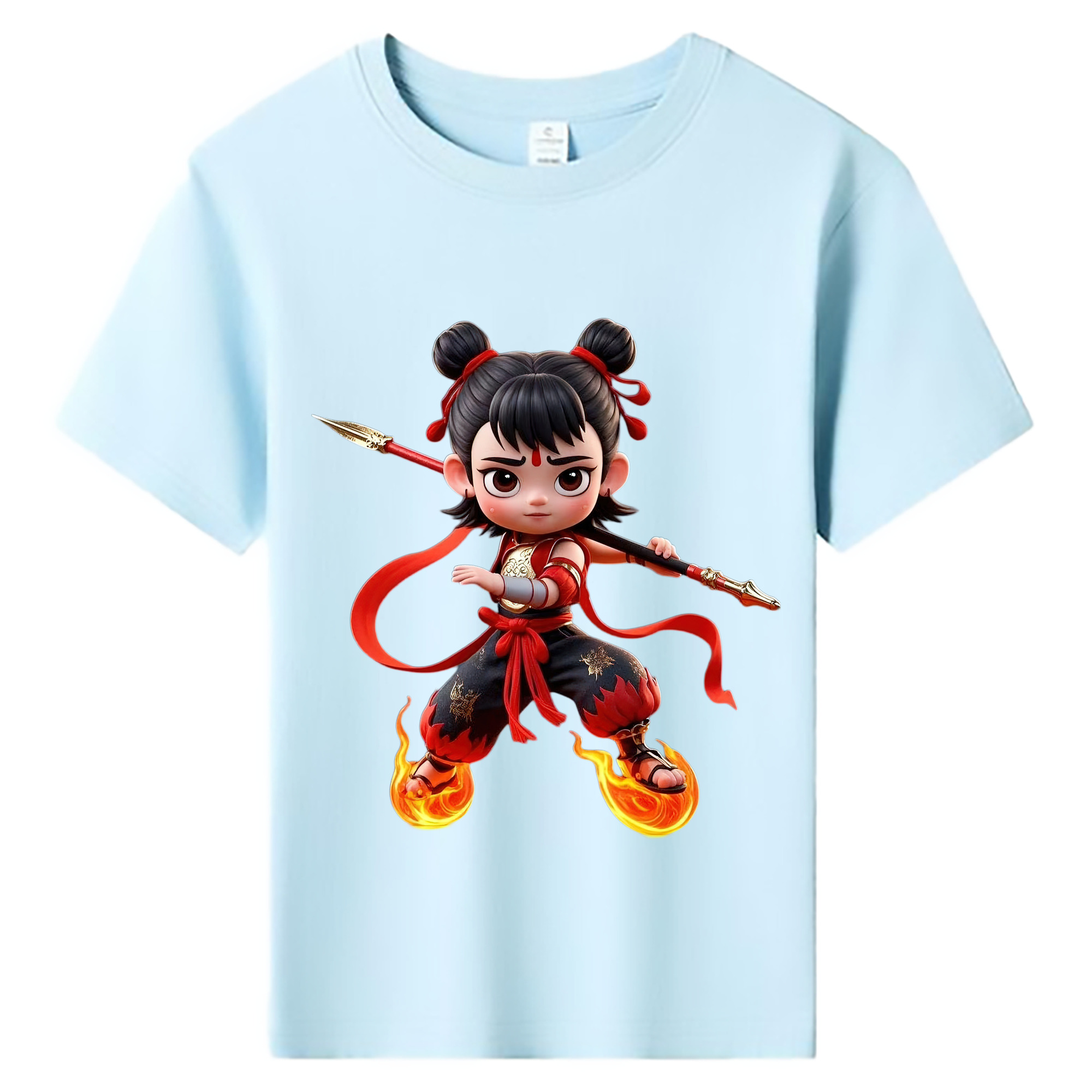 （画像用） Ne Zha 2 ナタ 魔童の大暴れ 綿100％キッズTシャツ（フロントプリント）